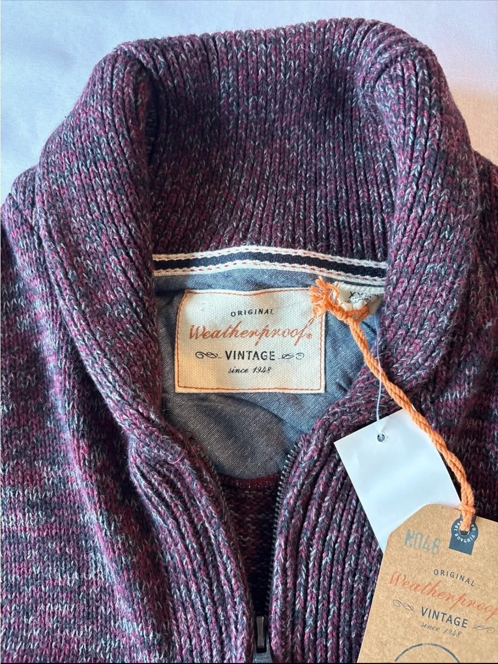 Weatherproof Men's Marled Wine Half-Zip Sweater